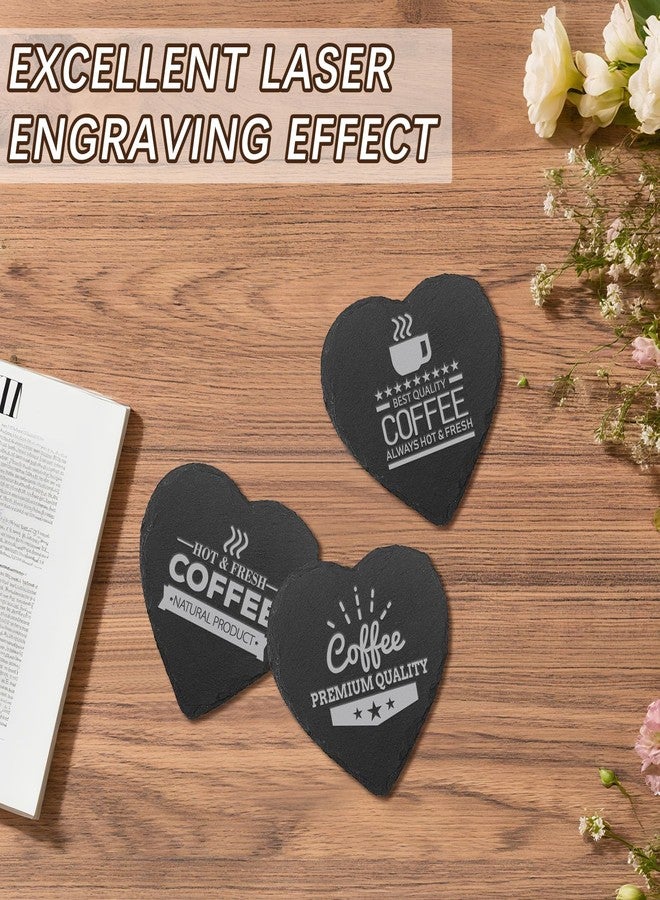 DASSNANE 48 PCS Slate Drink Coasters Bulk,4 Inch Black Slate Stone Coasters for Office, Home Decor,Laser Engraving Blanks with Anti-Scratch Bottoms for Coffee Bar Kitchen(Heart) - Image 2